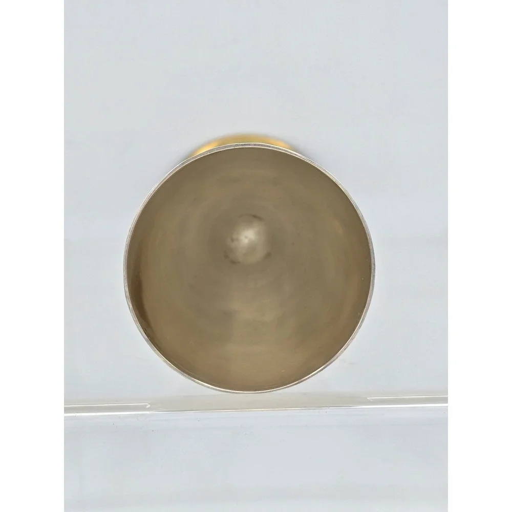 Engraved Brass Goblet Champagne Glass Flute‎ - Silver And Gold Tone